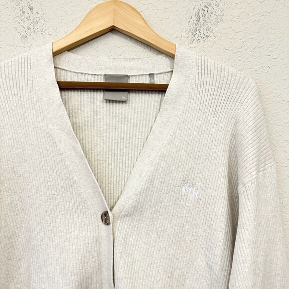 KITH W's Gemma Ribbed Knit Cardigan Sweater in Cream - Picture 2 of 14